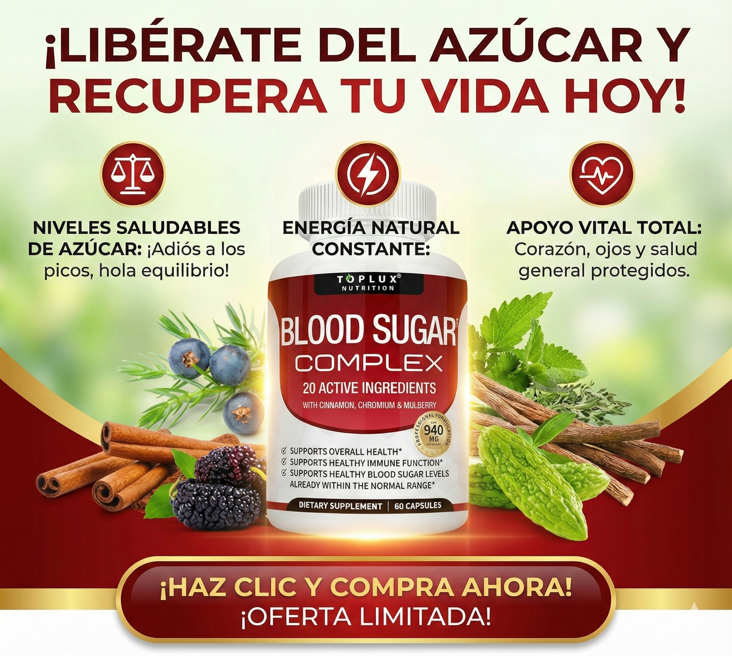 BLOOD SUGAR COMPLEX® (60 CÁPSULAS) – ¡BIENESTAR METABÓLICO DIARIO!