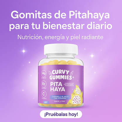 CURVY GUMMIES PITAHAYA - 60 GOMITAS ANTIOXIDANTES | BELLEZA NATURAL, DIGESTIÓN SALUDABLE Y ENERGÍA - Todo y mas 