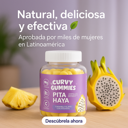 CURVY GUMMIES PITAHAYA - 60 GOMITAS ANTIOXIDANTES | BELLEZA NATURAL, DIGESTIÓN SALUDABLE Y ENERGÍA - Todo y mas 